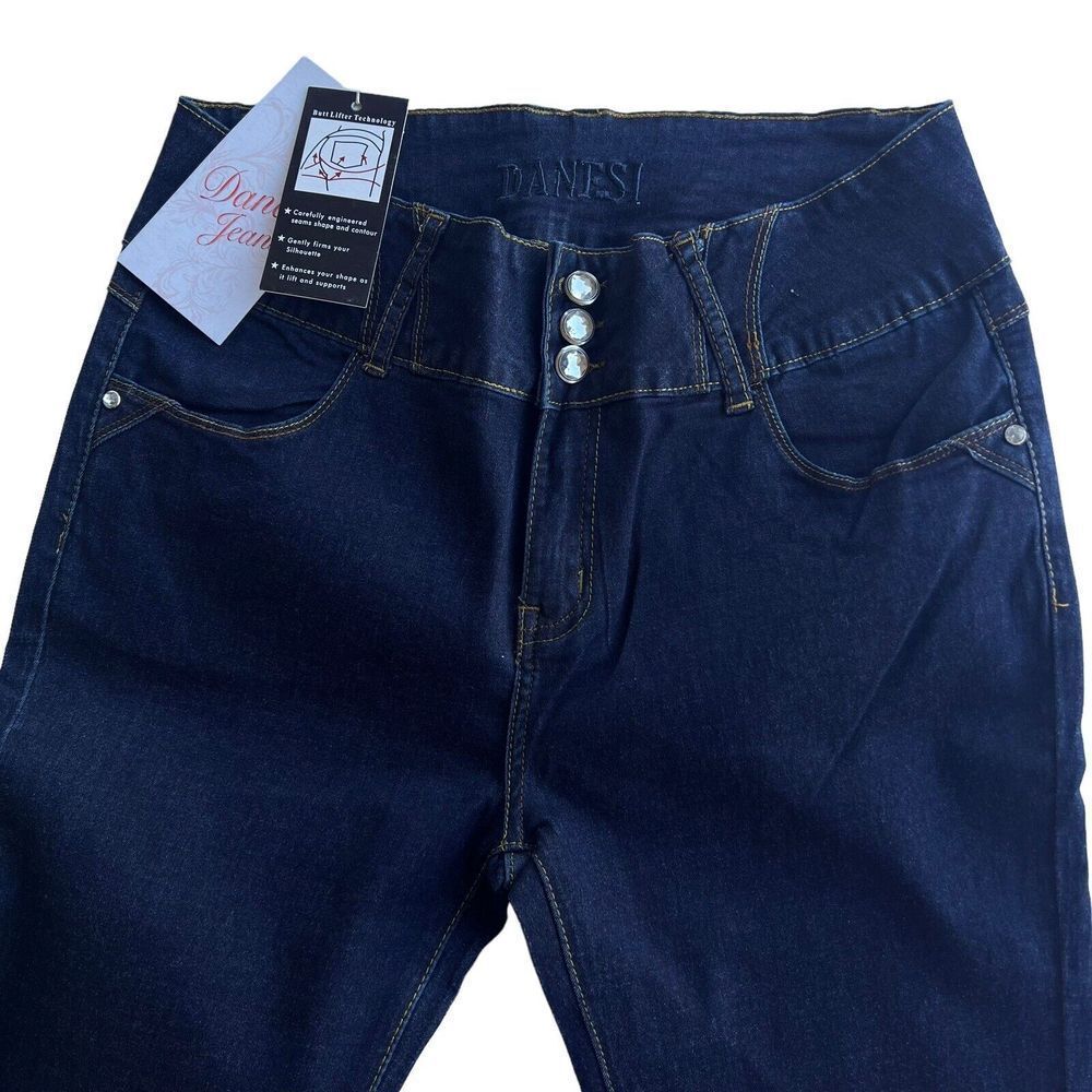DANESI JEANS Women's Butt Lifter Technology Sz 15 Stretch Jean Navy Blue Skinny‎